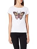 Con cuello redondo Springfield Camiseta Dibujo Lentejuelas, Blanco, S para Mujer