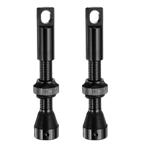 Image of sourcing map 2pcs Tubeless Valve Stems 40mm Aluminum Alloy Tubeless Valve with 4 Hole and Removal Caps Super Light No Leak Durable Fit Most Bicycle Tubeless Rims, Black