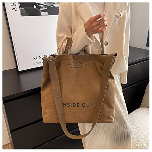 UICIOP Women Canvas Tote Handbags Casual Shoulder Work Bag Crossbody Top Handle Bag Cross-body Handbags, Coffee, One Size - Image 5
