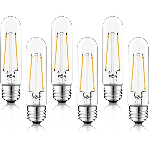 NOVELUX Edison Led Light Bulbs,E26 Led Bulb 40 Watt Dimmable, 5 Inch Daylight 4000K T10 led Bulb,600LM,UL-Certified Vintage Antique Tubular Bulbs,Wall Sconces 4000k 5 IN 4W(6 Pack)