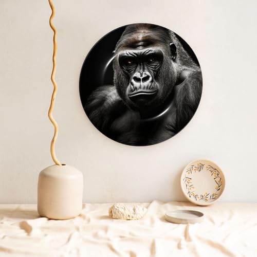 Assiette décorative gorille en porcelaine anglaise 25cm avec son support