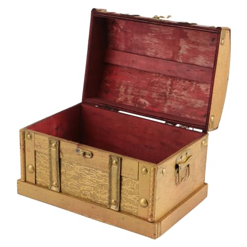 UAUWBRZ 1 joyero retro con cerradura, cofre del tesoro deshilachado para recuerdos, baratijas, caja de almacenamiento decorativa multifuncional para joyas, medicina, papelería
