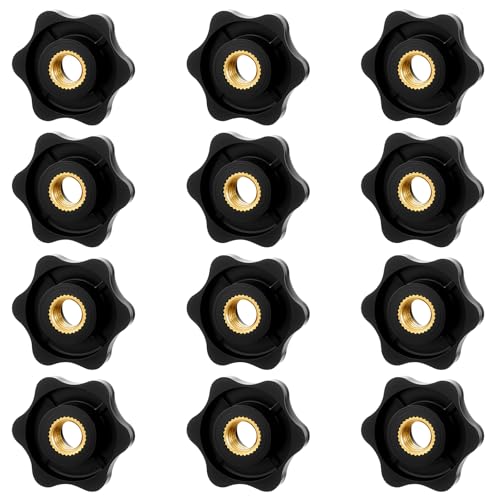 Giantree スターノブ、M8スターローレットクランプナット、スレッド六角ヘッドスクリューインノブ、ブラックプラスチックねじ込みネジ付きノブ、6スターハンドタイトクランプノブ、機械ラッチ用芝刈り機ハンドル