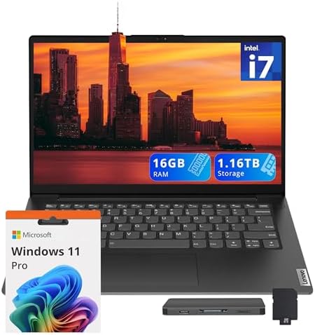 Lenovo V14 14" FHD Business Laptop, Intel i7-13620H, 16GB DDR4 RAM, 1.16TB Storage(1TB SSD+160GB Docking Station Set), ‎Intel UHD Graphics, Wi-Fi 6, 720p HD Camera, Win 11 Pro, Black