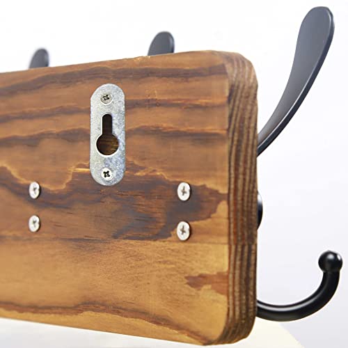 Image of SKOLOO Rustic Wall Mounted Coat Rack: 16 inch Stud Spacing, Pine Real Wood Plank Wall Coat Rack with 5 Triple Hooks, Farmhouse Coat Hanger Wall Mount for Hanging Backpack Jacket Coat Hat