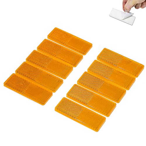 TAEUYYM 10 x Catadioptrico Rectangulares Amarillo Adhesivo, Catadioptrico Rectangulares Adhesivo Remolque, Reflectores Rectangulares Amarillo, Para Camión RV Caravana Remolque Tractor Moto(Amarillo) Cover