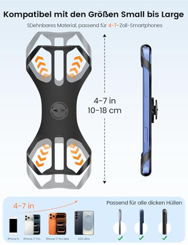 Pnitri 2-Pack Fahrrad Handyhalterung, Silikon Handyhalter Fahrrad für iPhone, Universelle Handyhalterung Fahrradlenker für Rennrad, E Scooter, Motorrad für 4-7 Zoll Smartphones