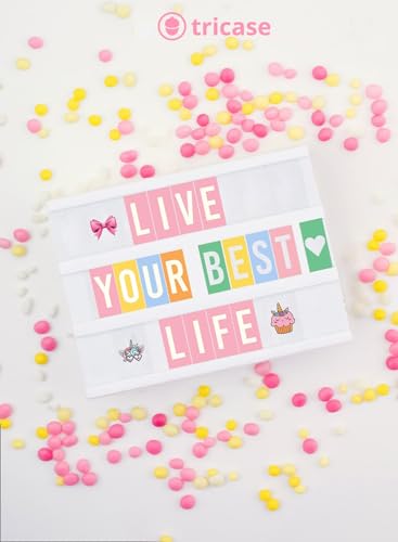 LED Cinema Light Box - 312 Letters, Emojis & 3 Markers - Home Decor Gift for Women & Girls
