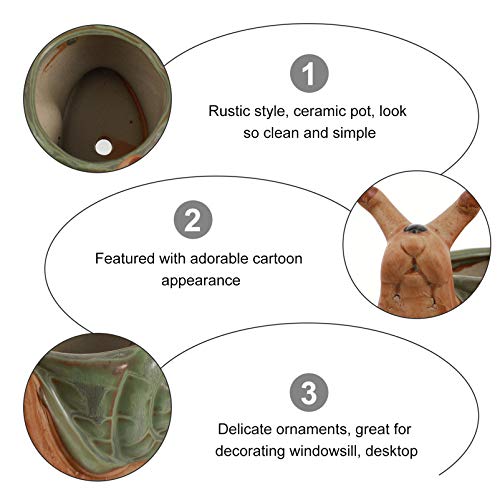 DOITOOL 2Pcs Cerâmica Vaso Com Furo de Drenagem Rústico Tartaruga Caracol Dos Desenhos Animados Anim
