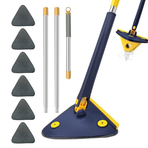 mopa Triangular giratoria 360°, Mopa Limpieza Triangular Ajustable, Fregona Limpiadora de Paredes...