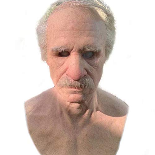 JinYiny Máscara de Anciano Realista Otro Anciano Sombrero de Hombre Viejo Máscara Facial de Arrugas Humanas de Halloween Máscara de Cabeza Completa de Látex para Fiesta de Halloween