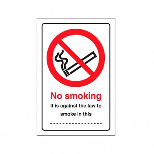 Vertical No Smoking It Is Against The Law Safety Sign Prohibition Metal Tin Sign 8 x 12 inch for Industrial & Commercial