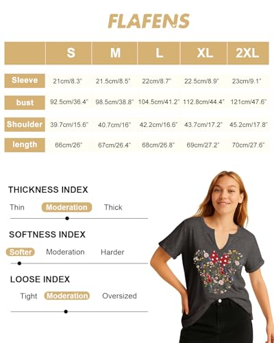 Flafens V Neck T-Shirts for Women - Graphic Short Sleeve Tees Tops Fashion Trendy Soft Casual Summer Outfits Clothes2