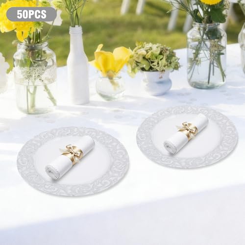 50 Platos Cargadores Redondos Plástico 12.99 Pulg miniatura 6