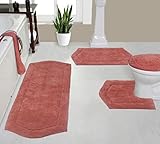 Home Weavers Waterford Collection - Tappeto da bagno in morbido cotone assorbente, lavabile in lavatrice, set da 4 pezzi, colore: corallo immagine