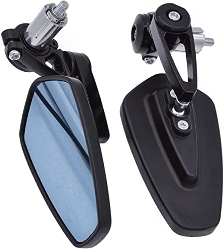 Auped 1 paire 7/8'' 22mm Rétroviseur Moto Universel, Latéraux Miroirs en Aluminium Extrémité Arrière De Guidon Rétroviseur,Verre bleu Cover