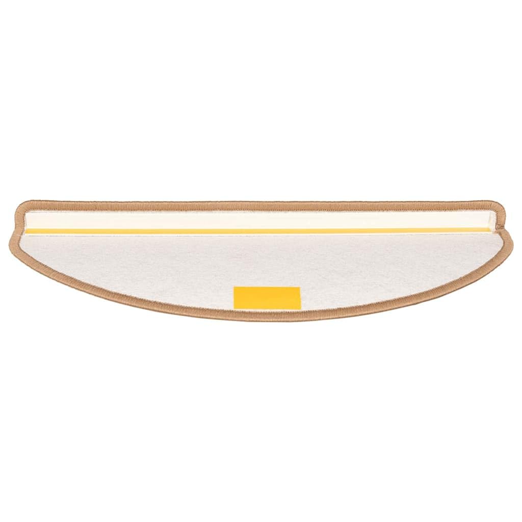 Tapis d'Escalier 15 Pièces 65x21x4 cm Brun Clair Antidérapant PP