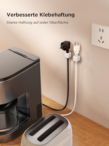 JOYROOM 6 Stück Kabelhalter Kabelclips Verstellbare Kabel Organizer Magnetische Kabelmanagement Selbstklebend Kabelhalter für Schreibtisch, Nachttisch, Ladekabeln, HDMI, USB, Audiokabel, Weiß