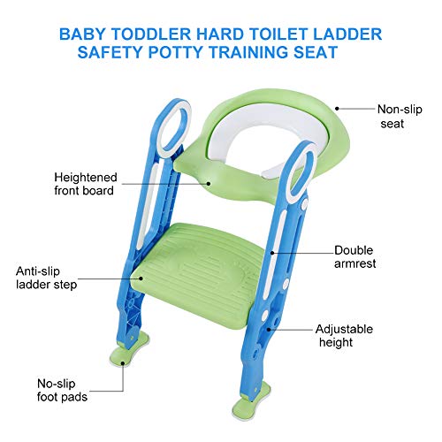 Wakects Toiletbril voor kinderen, opvouwbaar, toiletbril voor kinderen, met anti-slip ladder en handgrepen, toiletbril… - Afbeelding 4