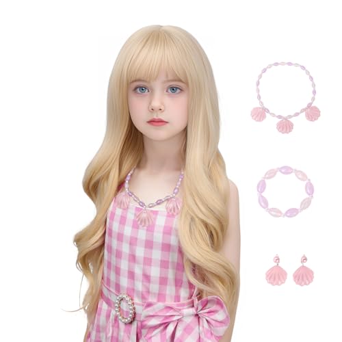 MUPUL Blonde Wig For Kids Girls Long Wavy Blonde Wig