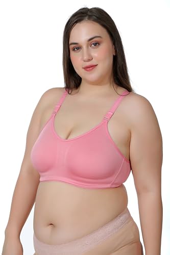 Image of MAROON Cotton Satin Blend Seamless Non Padded Non-Wired Full Coverage Women Minimizer Bra