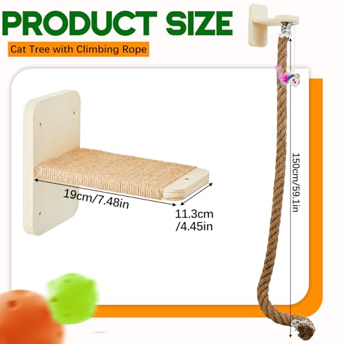 Sistema de Escalada para Gatos con Cuerda de Yute y Plataformas miniatura 2