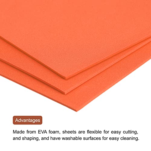 Image of uxcell EVA Foam Sheets Orange 12 Inch x 9 Inch 2mm Thickness for Crafts DIY Pack of 30