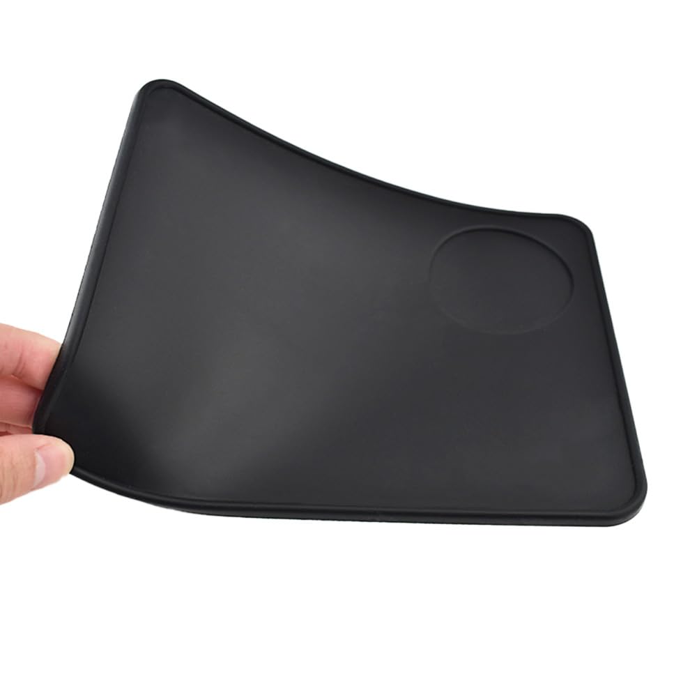 Acoeitl Non-Slip Silicone Espresso Coffee Tamper Mat 5.9x7.87inch Coffee Powder Pad Coffee Press Counter Mat Espresso Machine Tamp Mat Tamping Mat for Barista Tools and Accessories (Black?