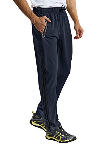 Tbmpoy Men's Quick Dry Wind Pants Hiking Running Outdoor Sports Joggers Lightweight Trousers Zipper Pockets Navy M #TOP4