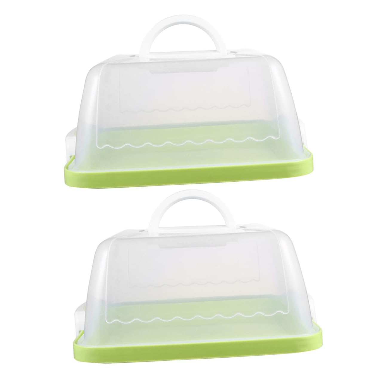 Cabilock 2pcs Portable Cake Container with Firm Clasp Stylish Storage Tray for Cakes Cupcakes and Desserts for Parties and Birthdays Transparent Design