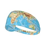 Bandeau respirant imprimé carte du monde pour le sport – Bandeau de transpiration élégant, parfait pour le yoga, la course à pied, le cyclisme et plus encore
