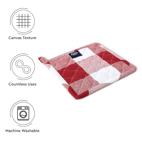 Image of Encasa XO Oven Microwave Pot Holders Trivets 21 cm (4 pc) for Kitchen Cooking & Baking - Heat Resistant, Thick & Safe, Protection of Hands from Hot Utensils, Grill, BBQ - Red Combo