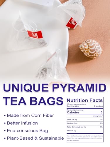 Image of TeeLux Mugwort Tea Bags, 40 Count, Natural Mugwort Leaves, Caffeine Free, Biodegradable Corn Fiber Pyramid Tea Bags