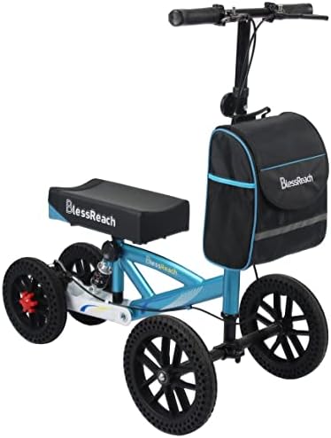 BlessReach Knee Scooter, All Terrain Foldable Knee Scooter Walker, Disc Brake Knee Walker for Foot Injuries Compact Crutches Alternative