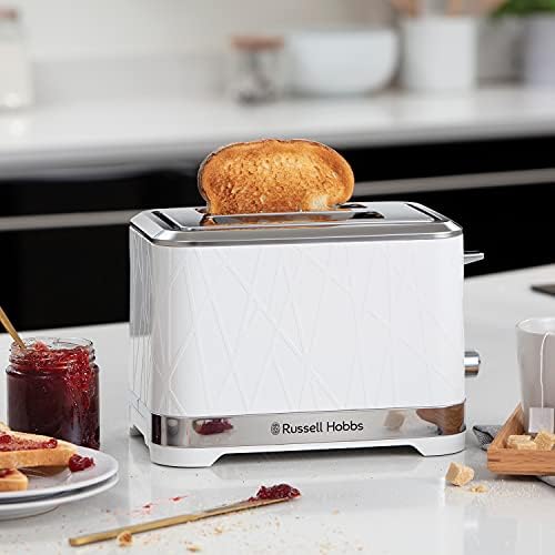 Russell Hobbs 28090 Structure Toaster, 2 Slice - Contemporary Design Featuring Lift and Look with Frozen, Cancel and Reheat Settings, White
