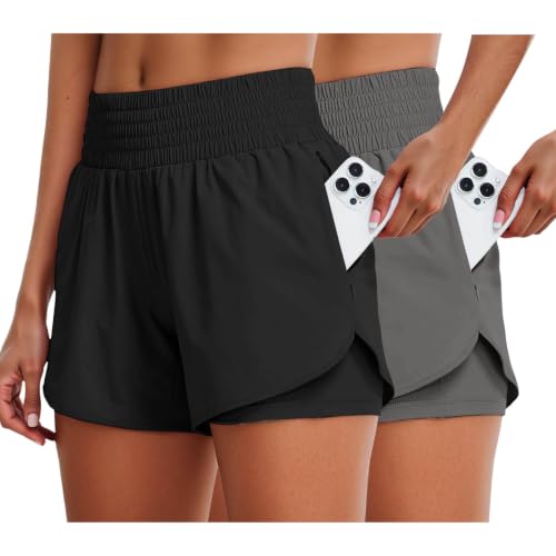 Short running femme anti-frottement avec poche zippée pour le fitness