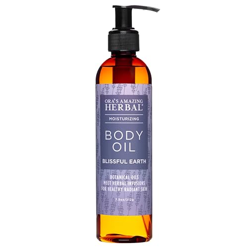 Ora's Amazing Herbal Lavender Bath Oil, Herbal Infused Moisturizing Shower and Body Oil for Women with Organic Jojoba Calendula Relaxation & Dry Skin, Blissful Earth Scent with Pump 7.5 oz