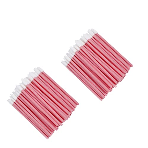 Kit Pincel Aplicador Descartável De Batom E Limpeza Cílios (Rosa, 100un/2pacote)