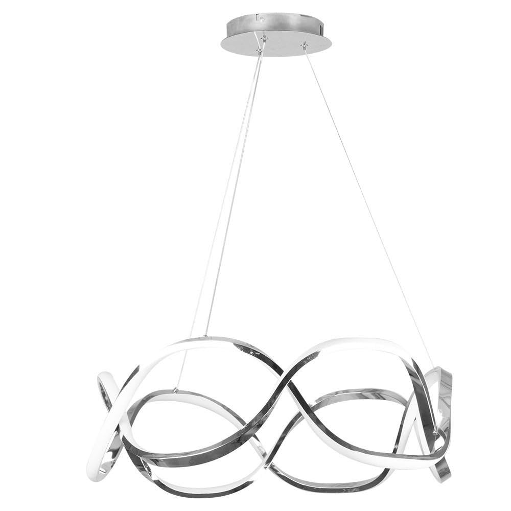 Lámpara colgante de lujo cromada VoltShine Nudo de 55 cm con estética contemporánea y 60w