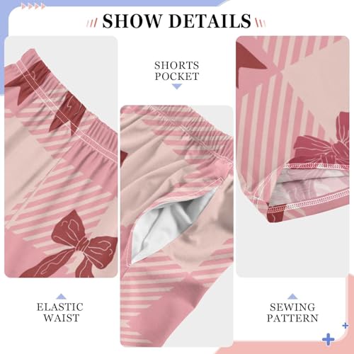 Bow on Plaid Boys Pants Boys Athletic Pants Long Pant for Boywith Pockets Wide-Leg Size 6-14Y4