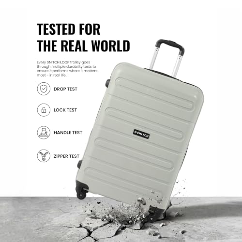 Image of SNITCH Loop 2Pc Set Grey Polypropylene Hard Travel Suitcase - Trolley Bag Set of 2 & Luggage with 4 Wheels, Secure Lock & Free Shoe Bag