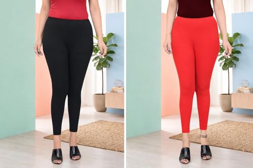 Image of Women Ankle Length Leggings Combo Pack Stretchable Comfortable Slim Fit High Waist Leggings for Women Ankle Length Soft Fabric