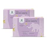 Grab Green Baby Laundry Dryer Sheets, 160 Sheets, Dreamy Rosewood Scent, Plant Based, Softens Clothing and Linens, Reduces Static Cling