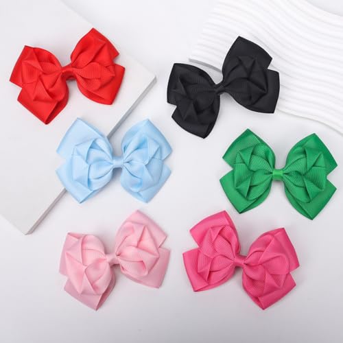 Moños para cabello con clip cocodrilo rosa miniatura 7