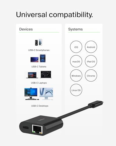 Belkin USB-C to イーサネット + USB-C 変換アダプター INC019btBK の商品画像 4