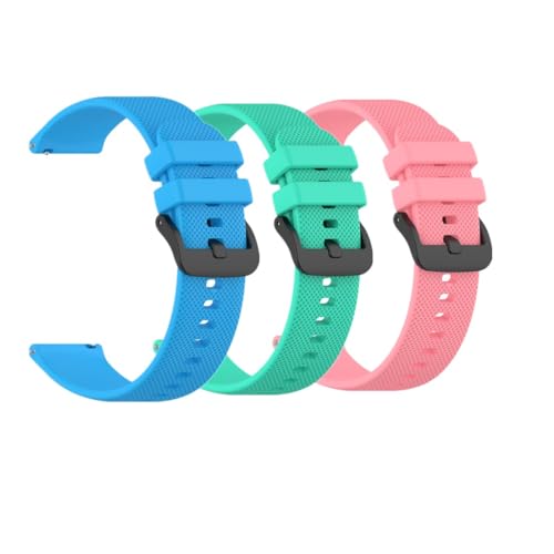 Huwokxix 20mm Correa Compatible con Cosmo JrTrack 5/4/3/2/1/for SyncUP Kids watch 3/2/1/for Garmin Bounce 2/1,Ajustable Silicona Deportiva Band Repuesto Pulsera (Azul + Teal + Rosa melocotón)