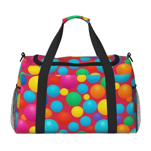 Blue Polka Dot Pattern Print Travel Duffle Bag - Foldable Personal Item Travel Bag for Women & Men,Carry-On Convertible Crossbody Tote Bags with Adjustable Shoulder Strap & Pockets 13x10.2x19.7 in