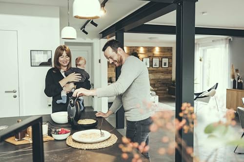 SEVERIN Waffeleisen, Waffelbackgerät mit Antihaftbeschichtung für klassische Herzwaffeln, platzsparend und praktisch, ca. 1.300 W Leistung, schwarz/Edelstal, WA 2103
