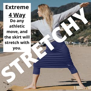 Modest Athletic Sweat Skirt Built In Shorts Leggings Pockets Skort | Girls Womens Knee Length Skirts (Navy, 10) #TOP1