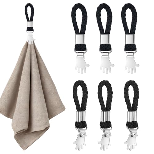 Xelsluthe 6 Stück Aufhänger für Handtücher Handtuchaufhänger Ohne Nähen mit Schlaufen Handtuch Clips Zum Aufhängen Handtuchhalter Clips Zum Von Häusern Schränken Und Badezimmern (Schwarz)